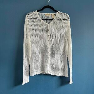 Vintage White Sheer Cardigan Women's Plus Size 1X Apostrophe Knit Fairycore